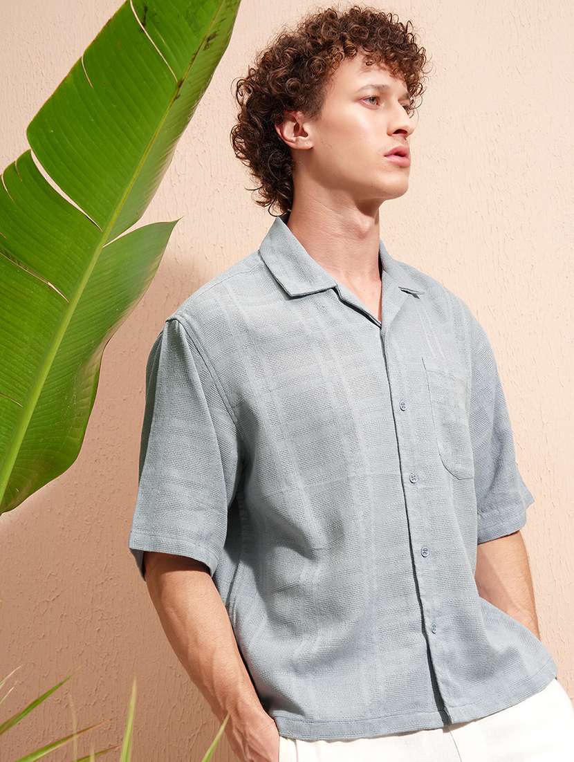 men self design short sleeve loose fit casual shirt - 22470170 -  Standard Image - 3