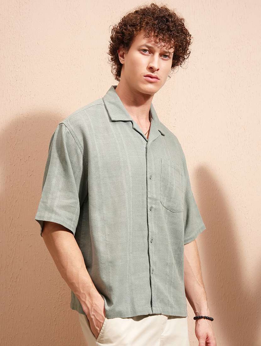 men self design short sleeve loose fit casual shirt - 22470171 -  Standard Image - 3