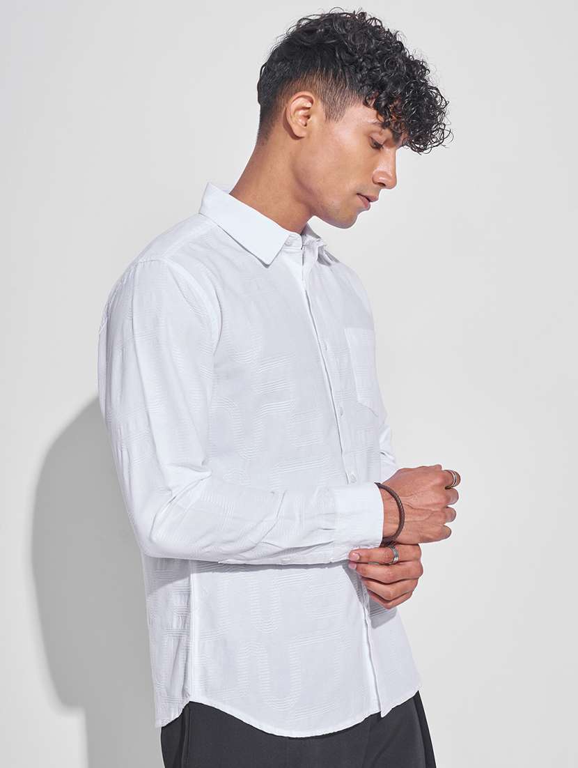 men self design long sleeve regular fit casual shirt - 22470198 -  Standard Image - 3