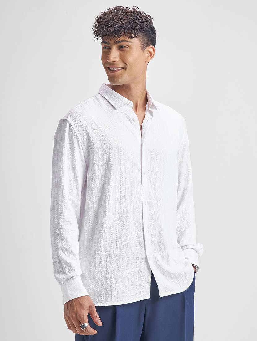 men self design long sleeve regular fit casual shirt - 22470244 -  Standard Image - 3