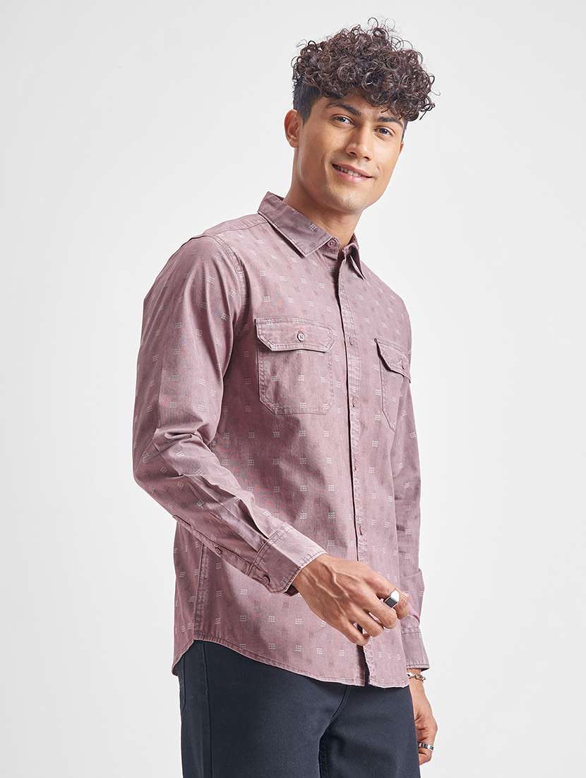 men self design long sleeve regular fit casual shirt - 22470245 -  Standard Image - 3