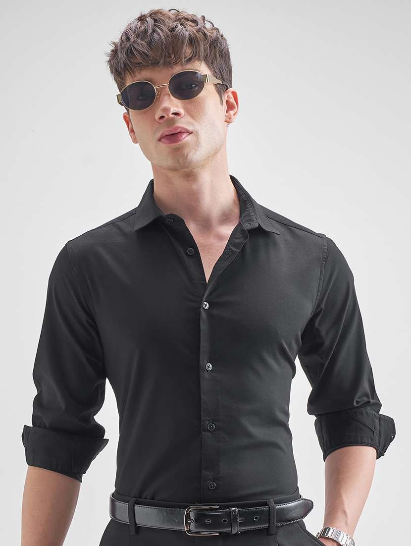 men solid long sleeve regular fit casual shirt