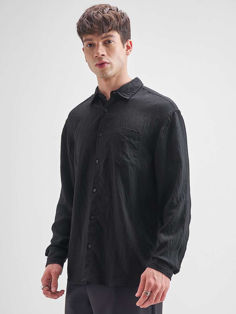 men self design long sleeve regular fit casual shirt - 22470259 -  Standard Image - 3