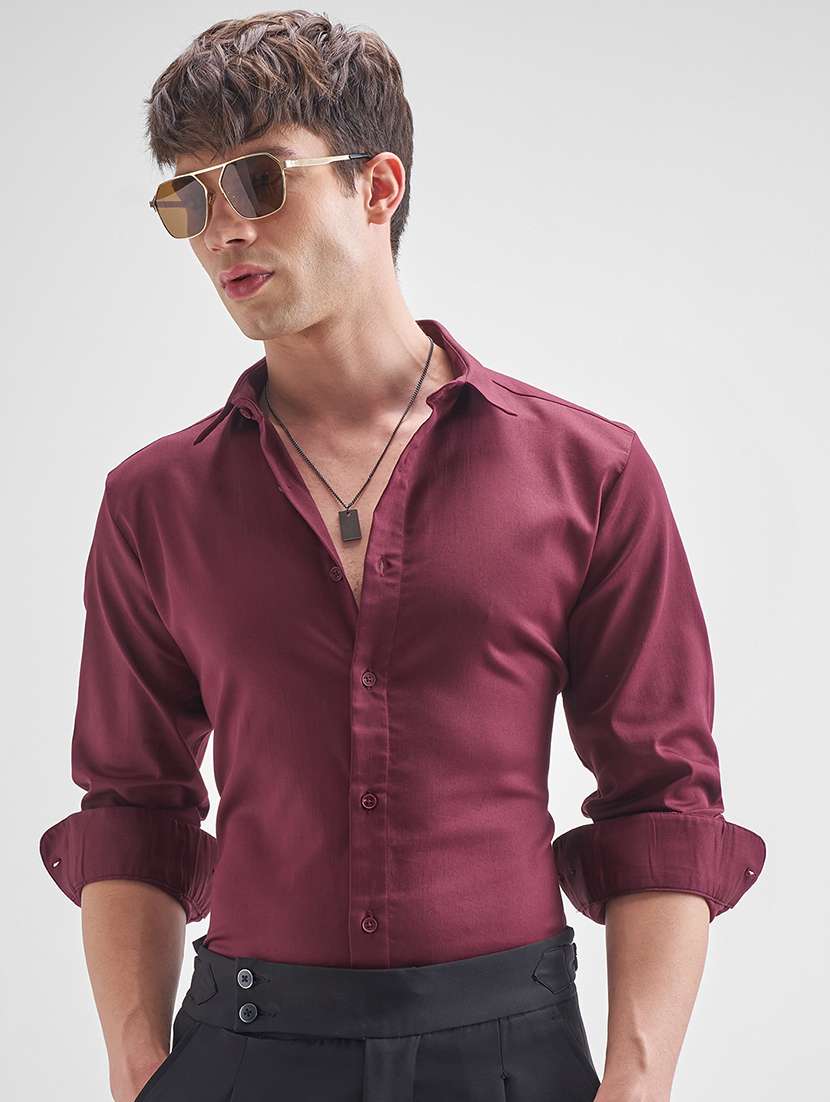 men solid long sleeve regular fit casual shirt
