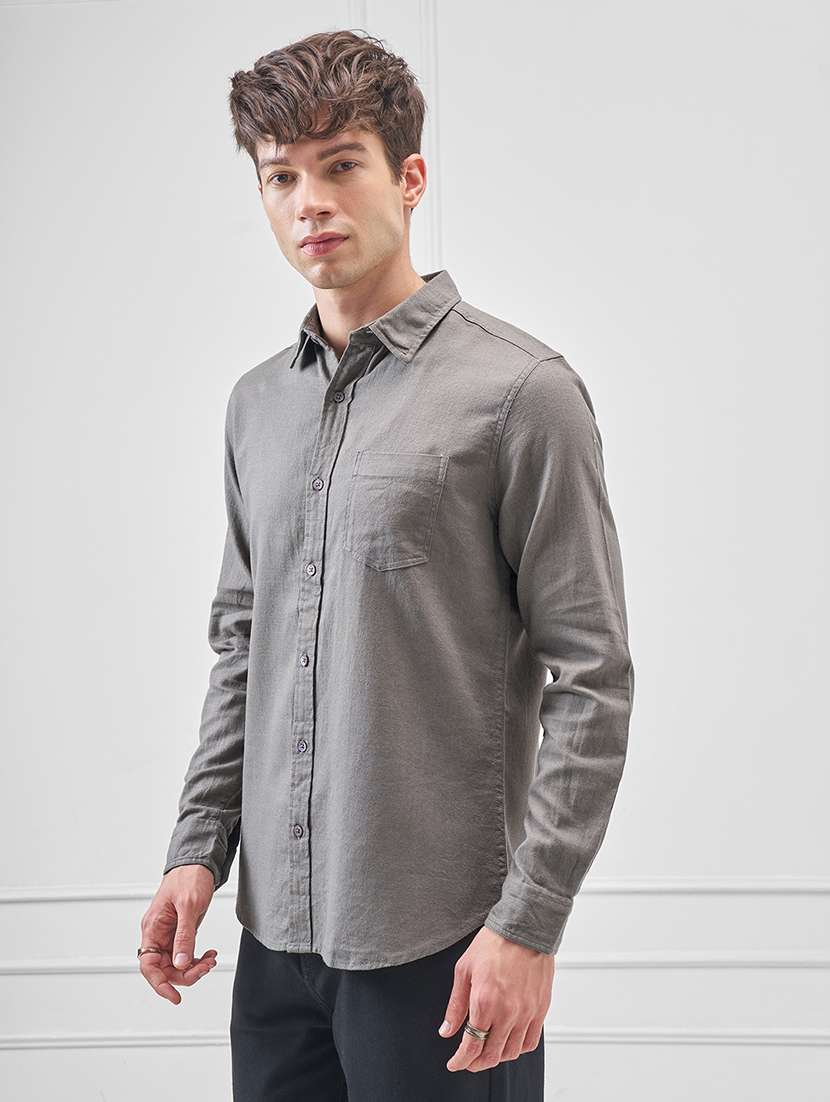 men solid long sleeve regular fit casual shirt - 22470267 -  Standard Image - 3