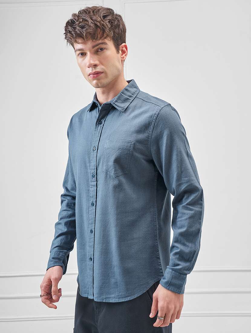 men solid long sleeve regular fit casual shirt - 22470268 -  Standard Image - 3