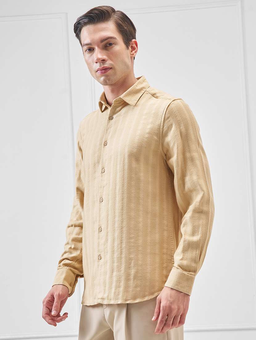 men striped long sleeve regular fit casual shirt - 22470273 -  Standard Image - 3