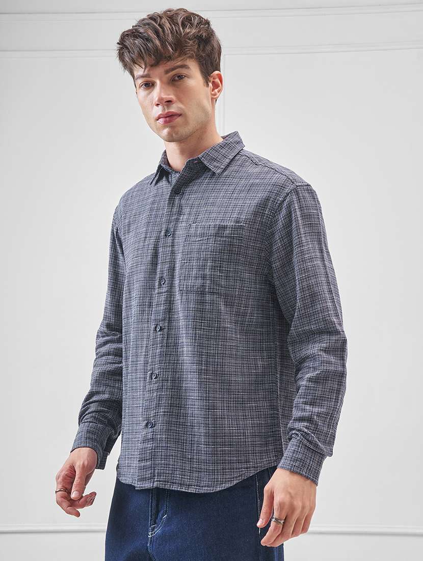 men checkered long sleeve regular fit casual shirt - 22470275 -  Standard Image - 3