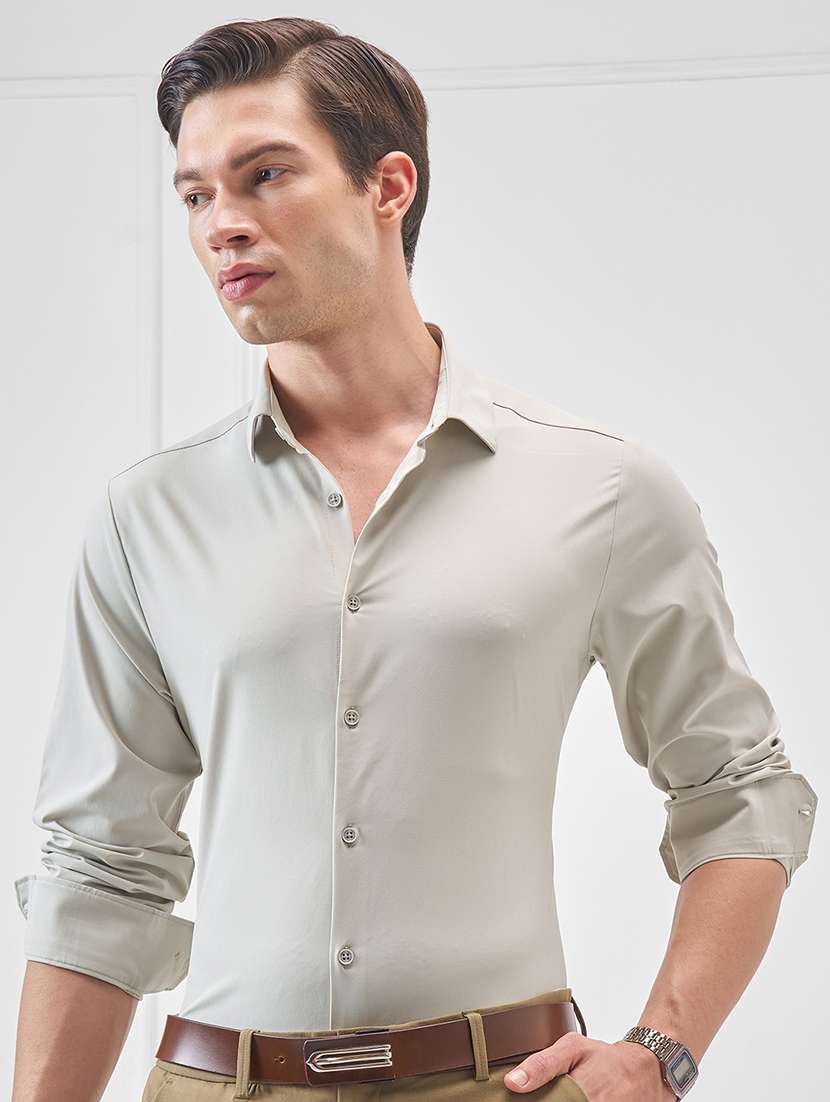 men solid long sleeve regular fit casual shirt