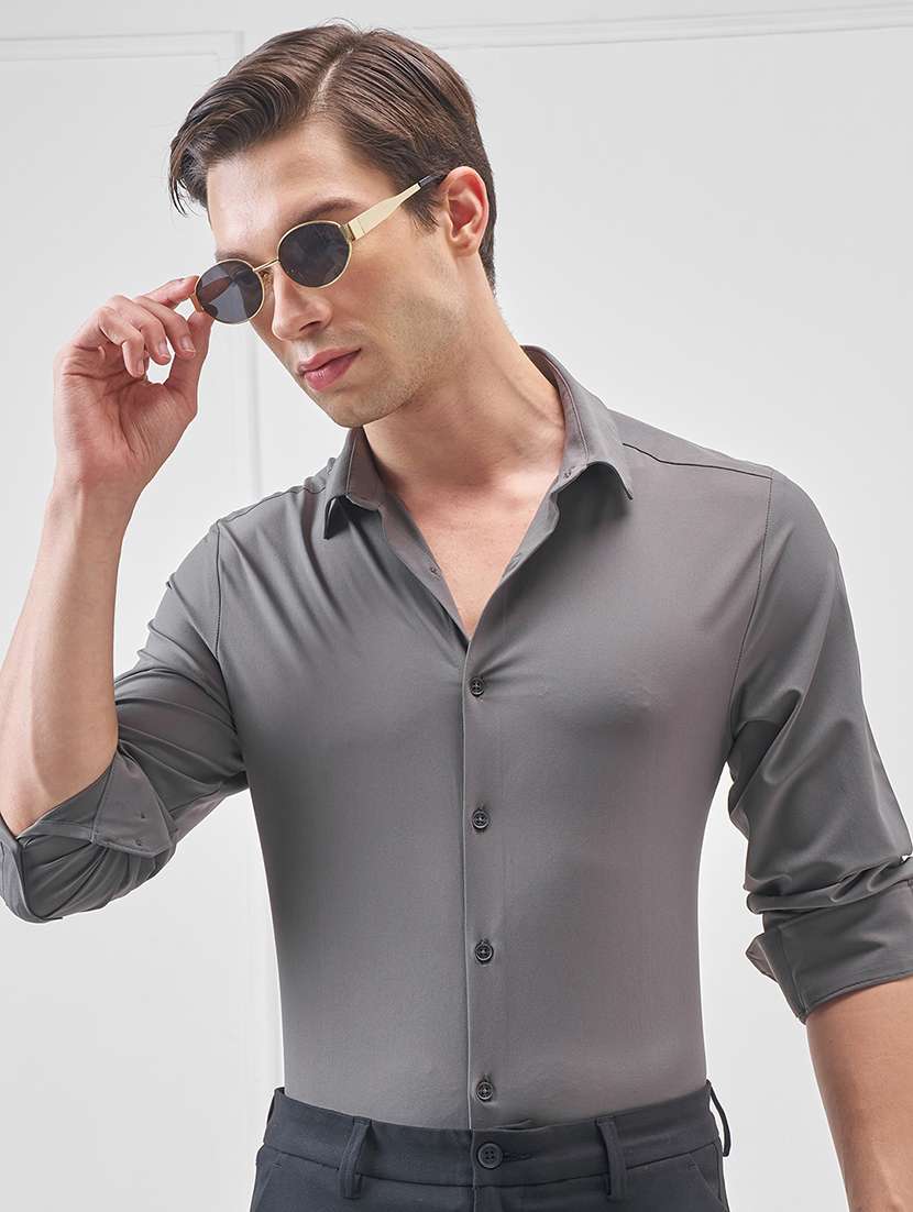 men solid long sleeve regular fit casual shirt