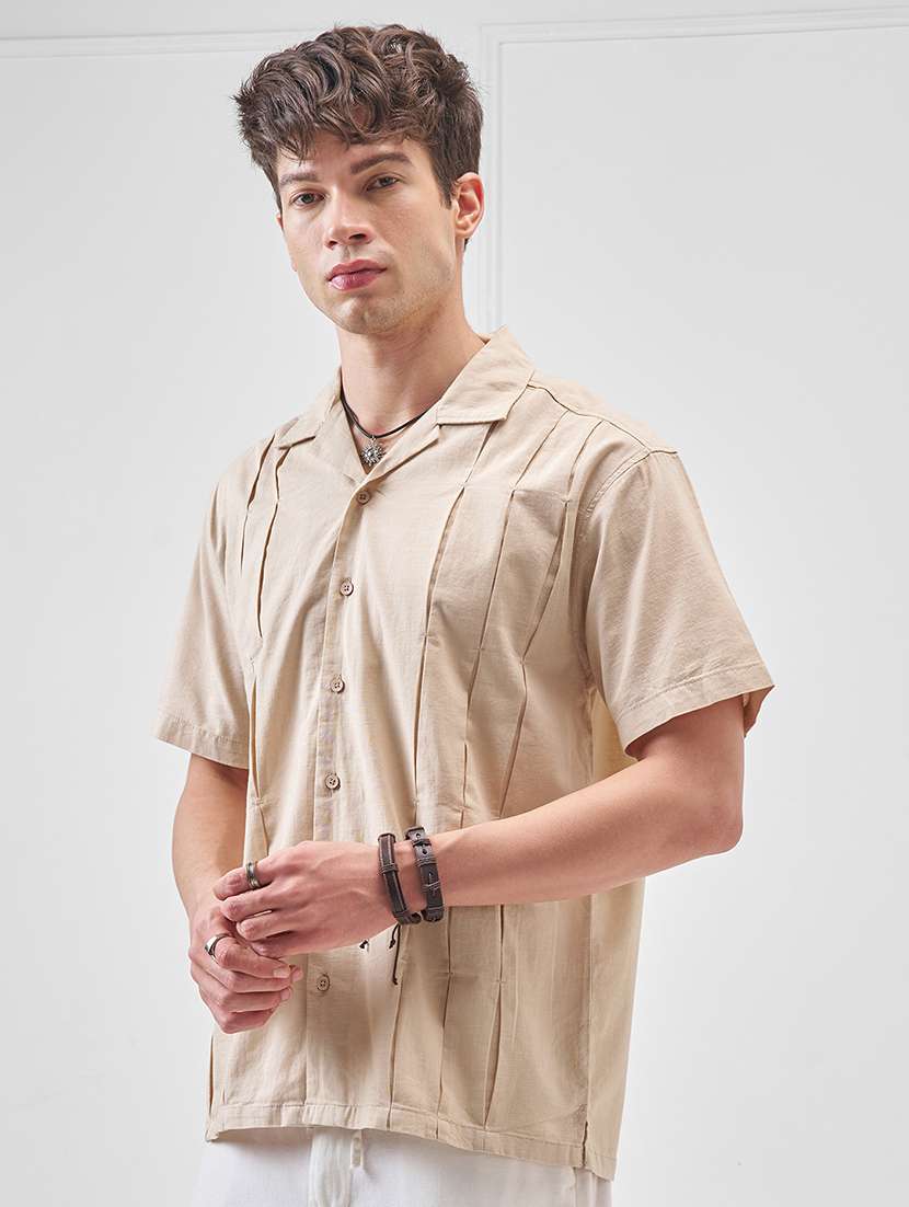 Men Solid Short Sleeve Regular Fit Casual Shirt - 22470282 -  Standard Image - 3