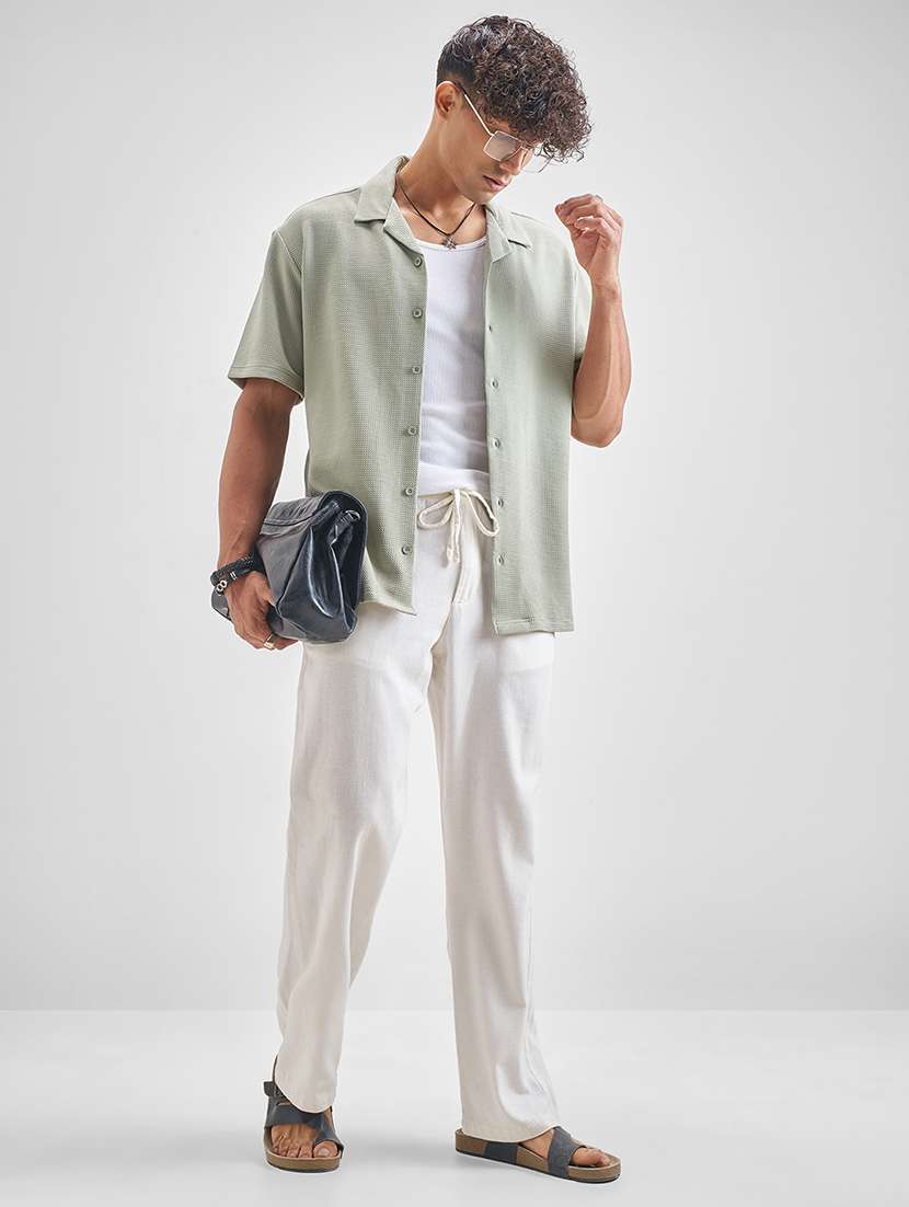 Men Self Design Short Sleeve Regular Fit Casual Shirt - 22470296 -  Standard Image - 5