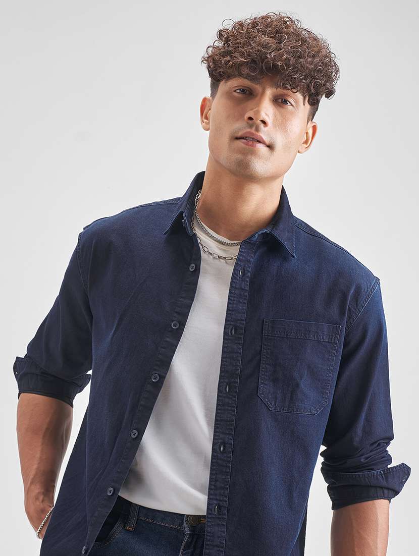 men solid long sleeve regular fit casual shirt