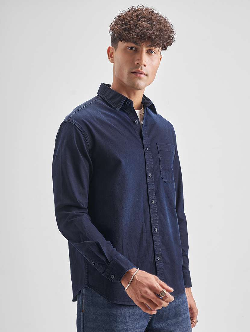 men solid long sleeve regular fit casual shirt - 22470299 -  Standard Image - 3