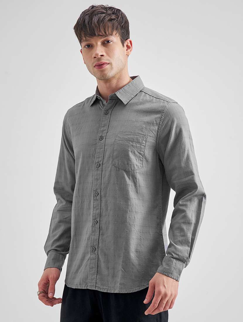 men self design long sleeve regular fit casual shirt - 22470306 -  Standard Image - 3