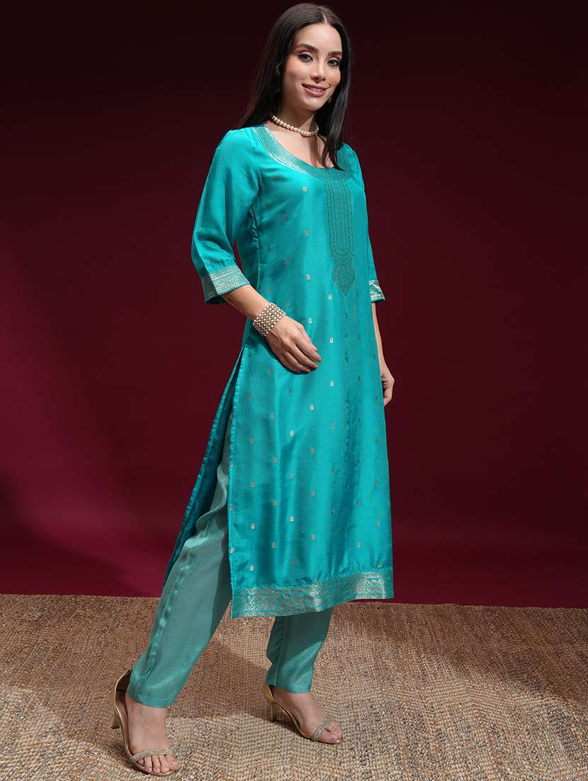 women blue kurta palazzo set set - 22470307 -  Standard Image - 3