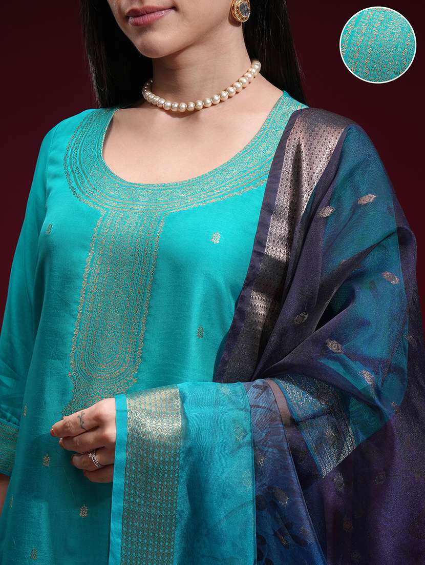 women blue kurta palazzo set set - 22470307 -  Standard Image - 5