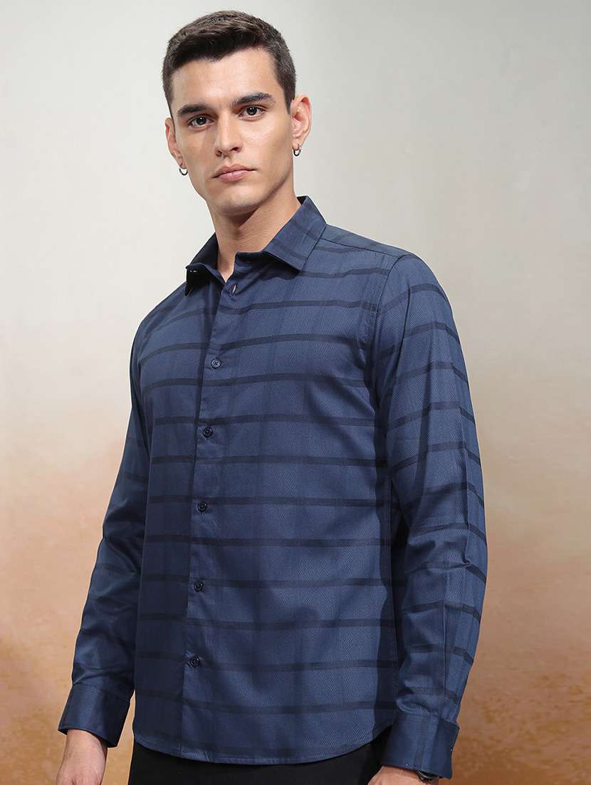 men striped long sleeve regular fit casual shirt - 22470407 -  Standard Image - 3
