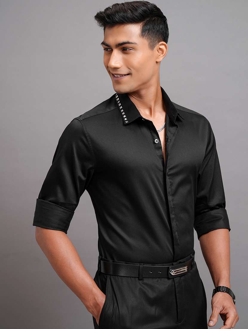 men solid long sleeve regular fit casual shirt