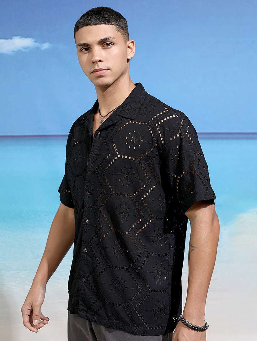 men self design short sleeve regular fit casual shirt - 22470467 -  Standard Image - 3