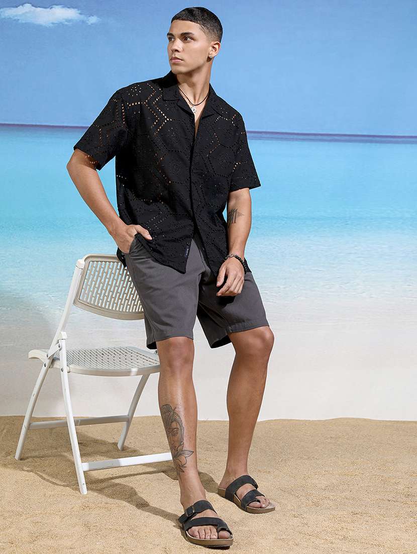 men self design short sleeve regular fit casual shirt - 22470467 -  Standard Image - 5