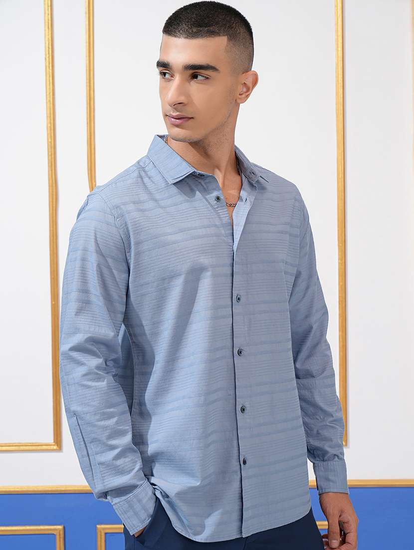 men self design long sleeve regular fit casual shirt - 22470472 -  Standard Image - 3