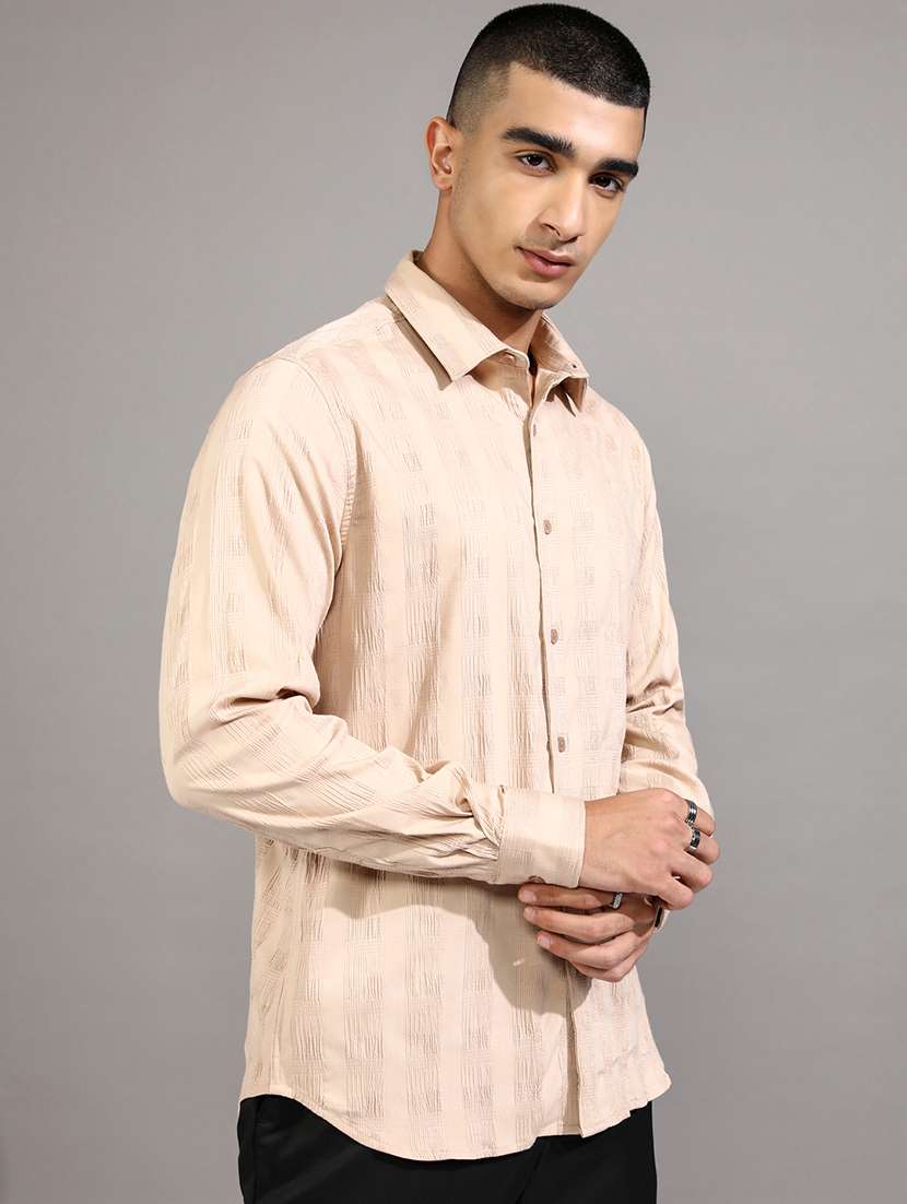 men self design long sleeve regular fit casual shirt - 22470474 -  Standard Image - 3