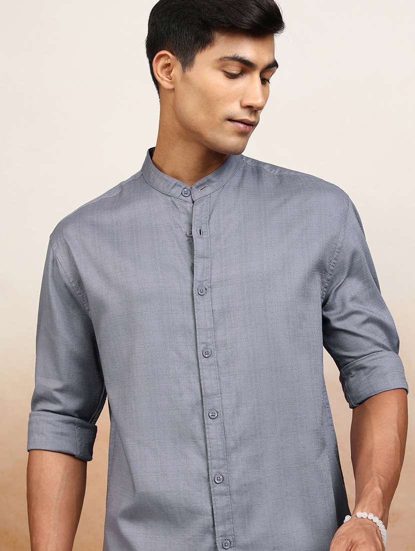 men self design long sleeve regular fit casual shirt