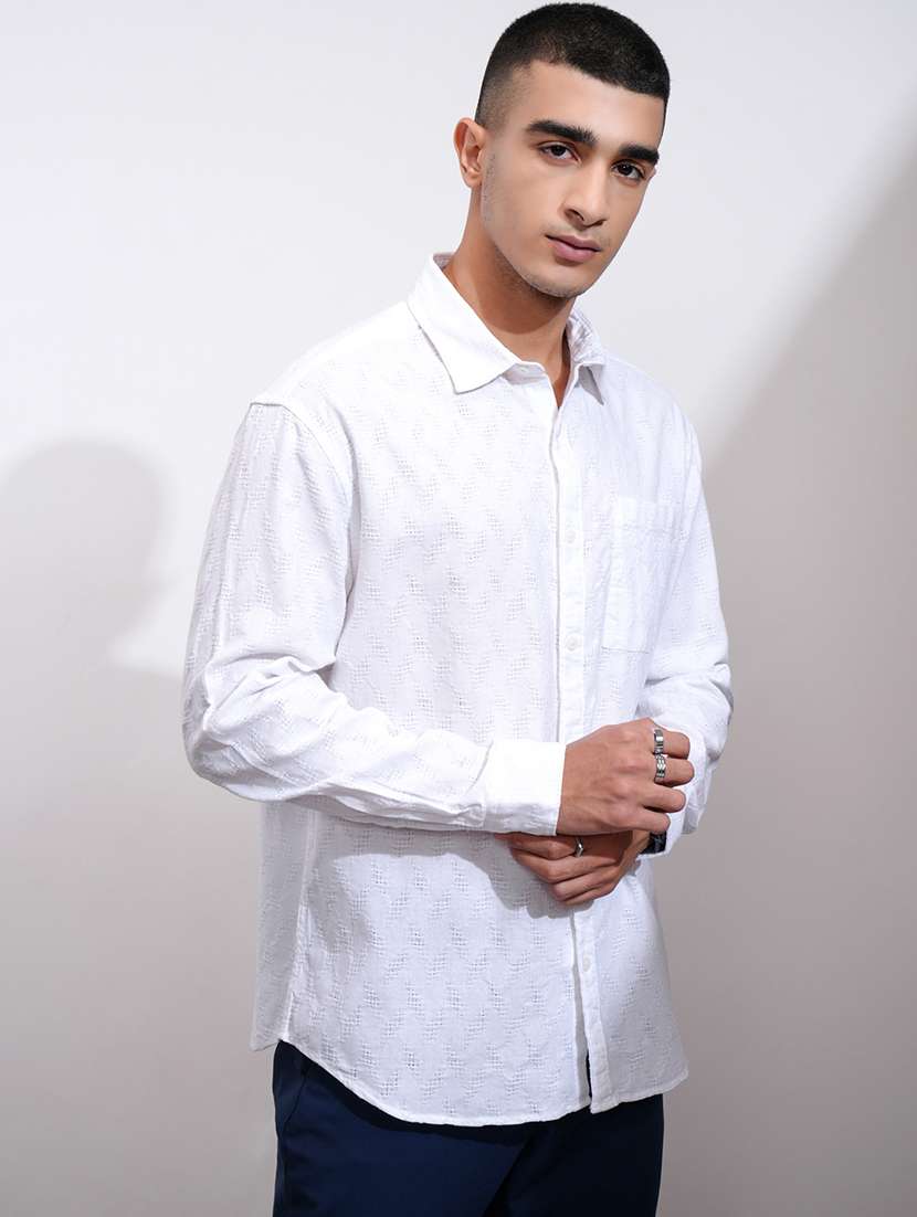 men self design long sleeve regular fit casual shirt - 22470485 -  Standard Image - 3