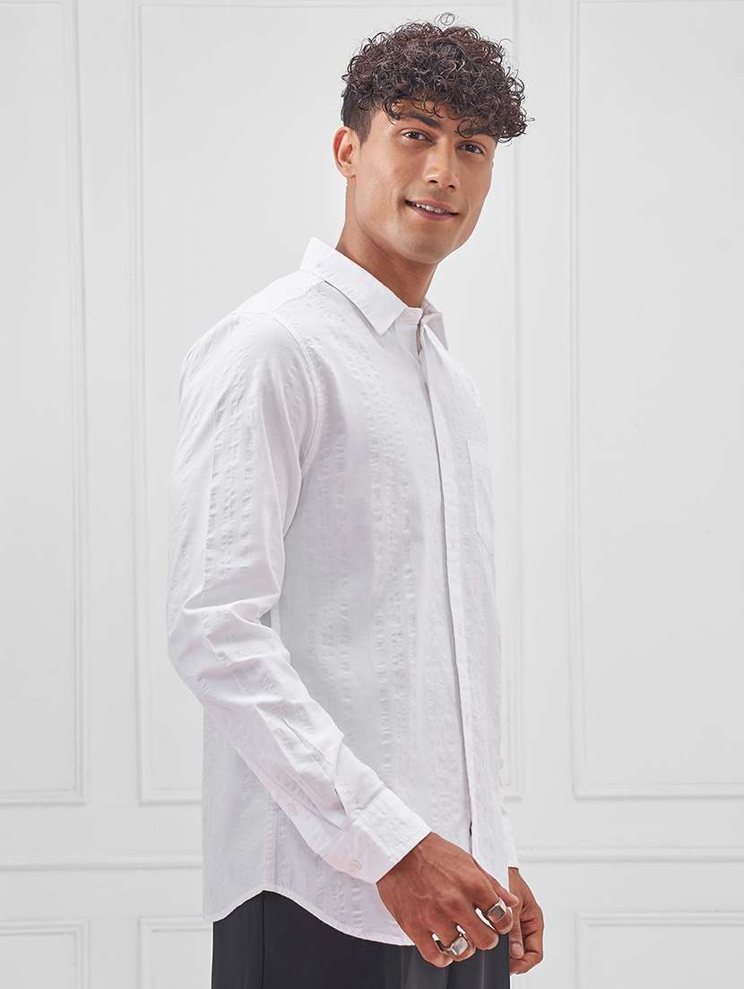 men self design long sleeve regular fit casual shirt - 22470529 -  Standard Image - 3