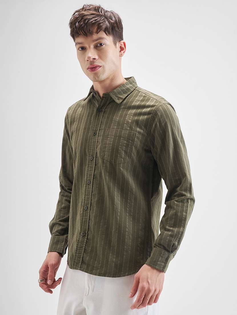 men striped long sleeve regular fit casual shirt - 22470552 -  Standard Image - 3