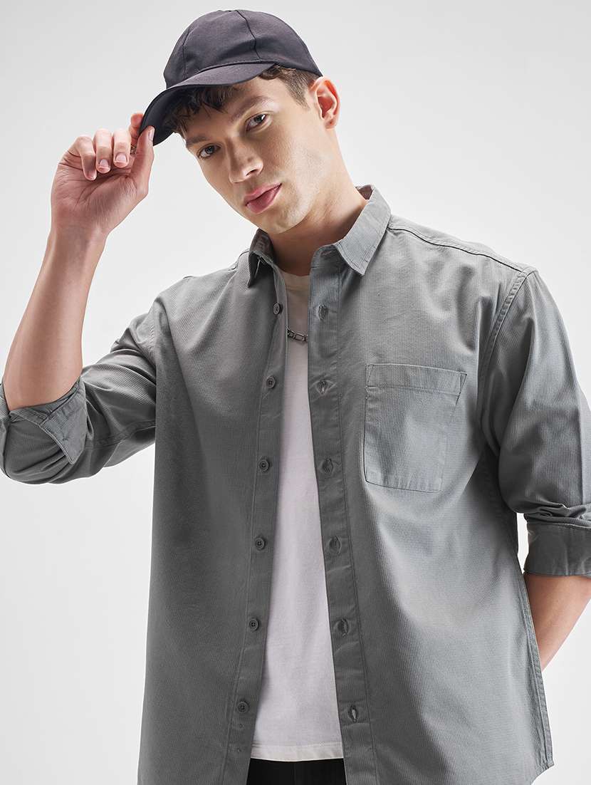 men solid long sleeve regular fit casual shirt
