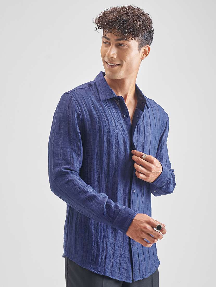 men self design long sleeve regular fit casual shirt - 22470565 -  Standard Image - 3