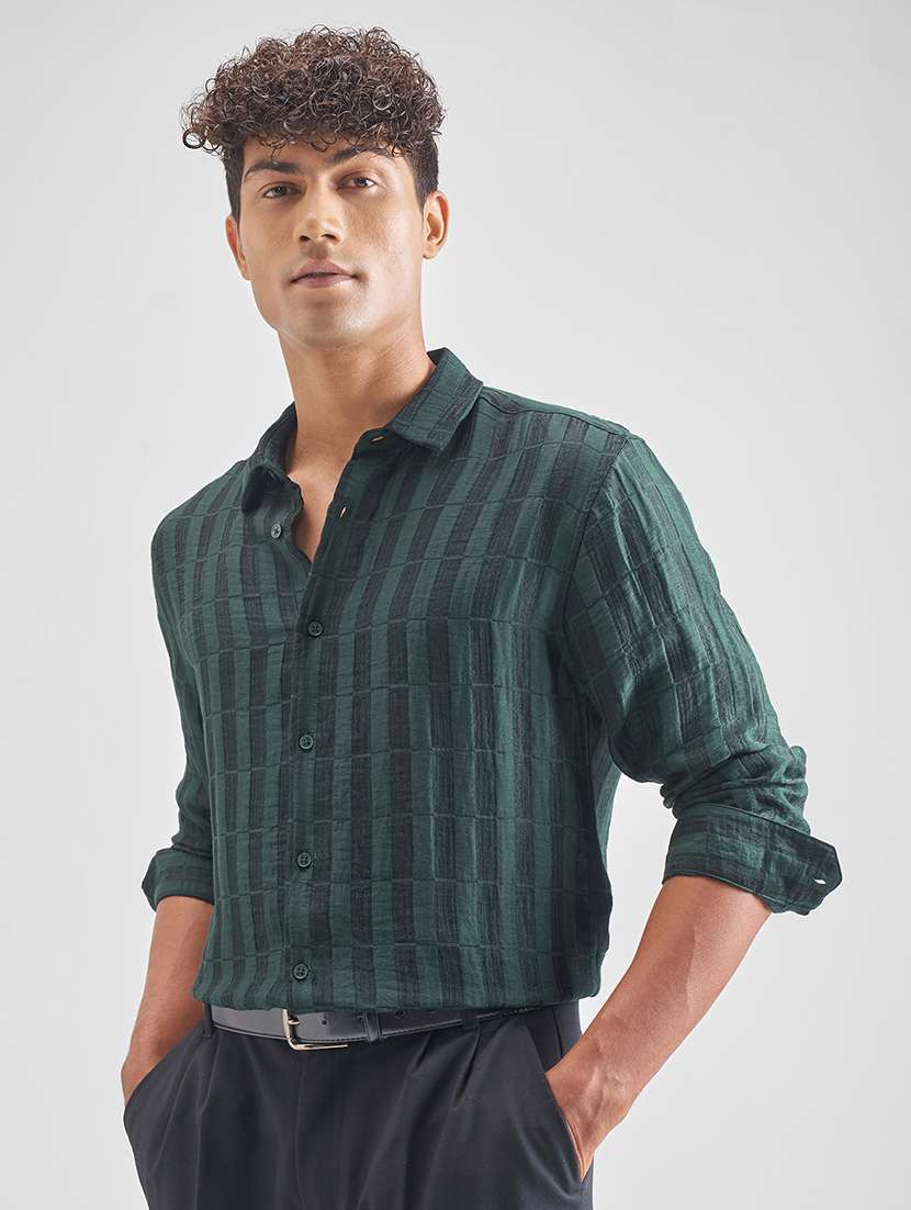 men self design long sleeve regular fit casual shirt - 22470566 -  Standard Image - 3