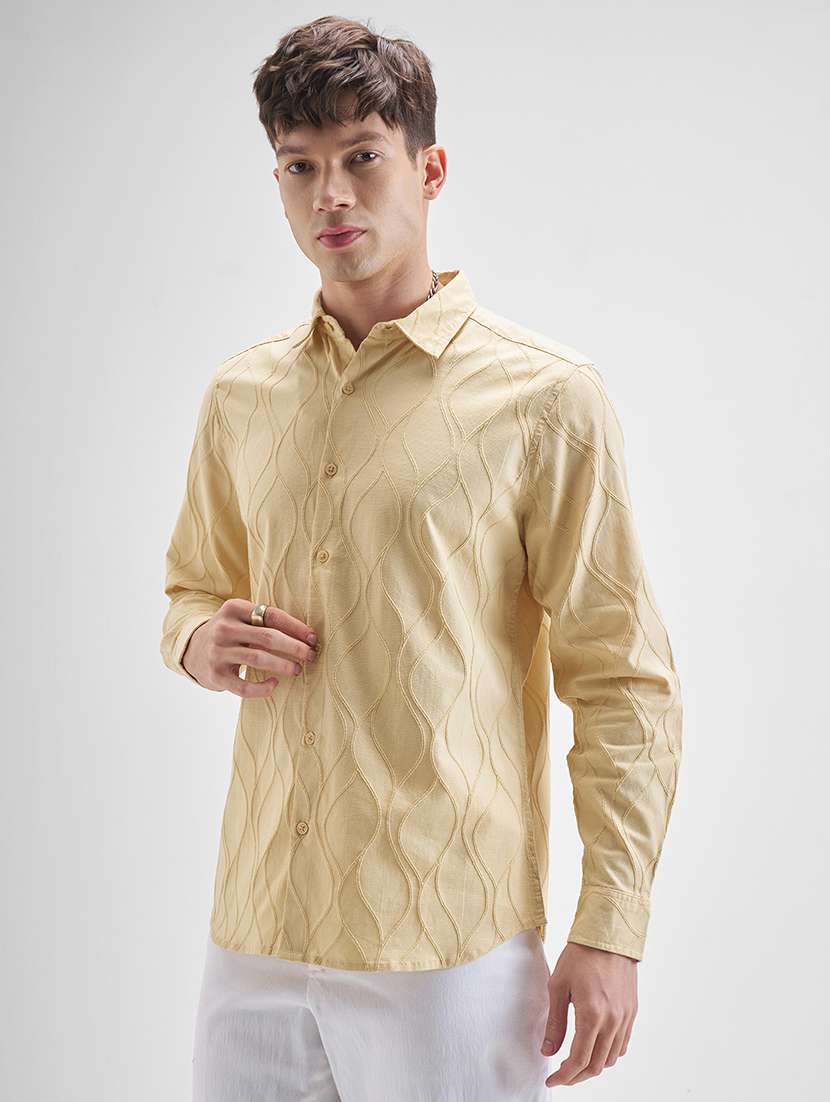 men self design long sleeve regular fit casual shirt - 22470570 -  Standard Image - 3