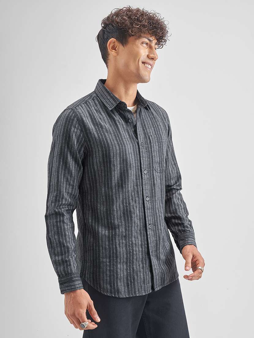 men striped long sleeve regular fit casual shirt - 22470580 -  Standard Image - 3