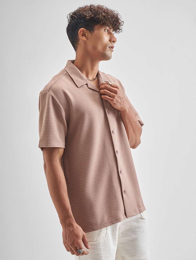 Men Self Design Short Sleeve Regular Fit Casual Shirt - 22470582 -  Standard Image - 3