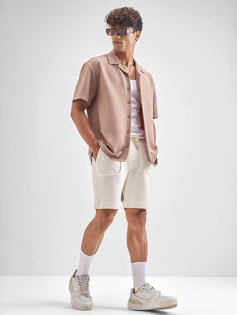 Men Self Design Short Sleeve Regular Fit Casual Shirt - 22470582 -  Standard Image - 5