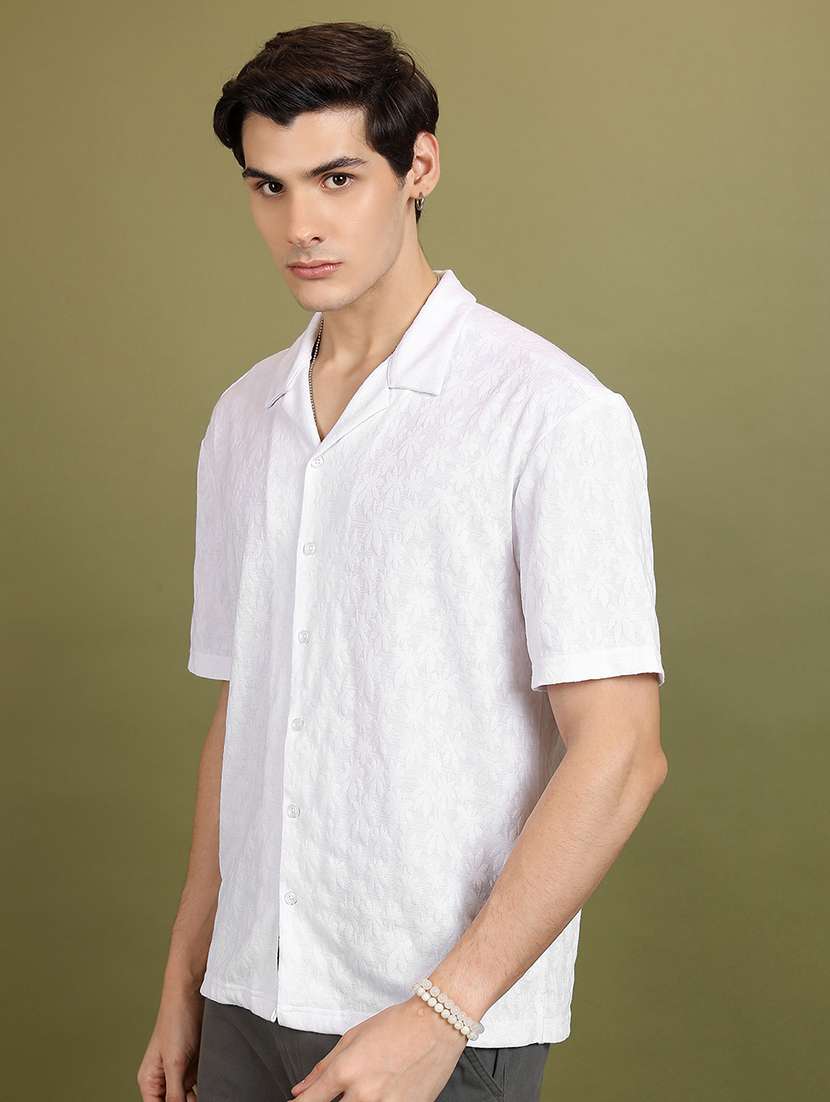 men self design short sleeve regular fit casual shirt - 22470584 -  Standard Image - 3