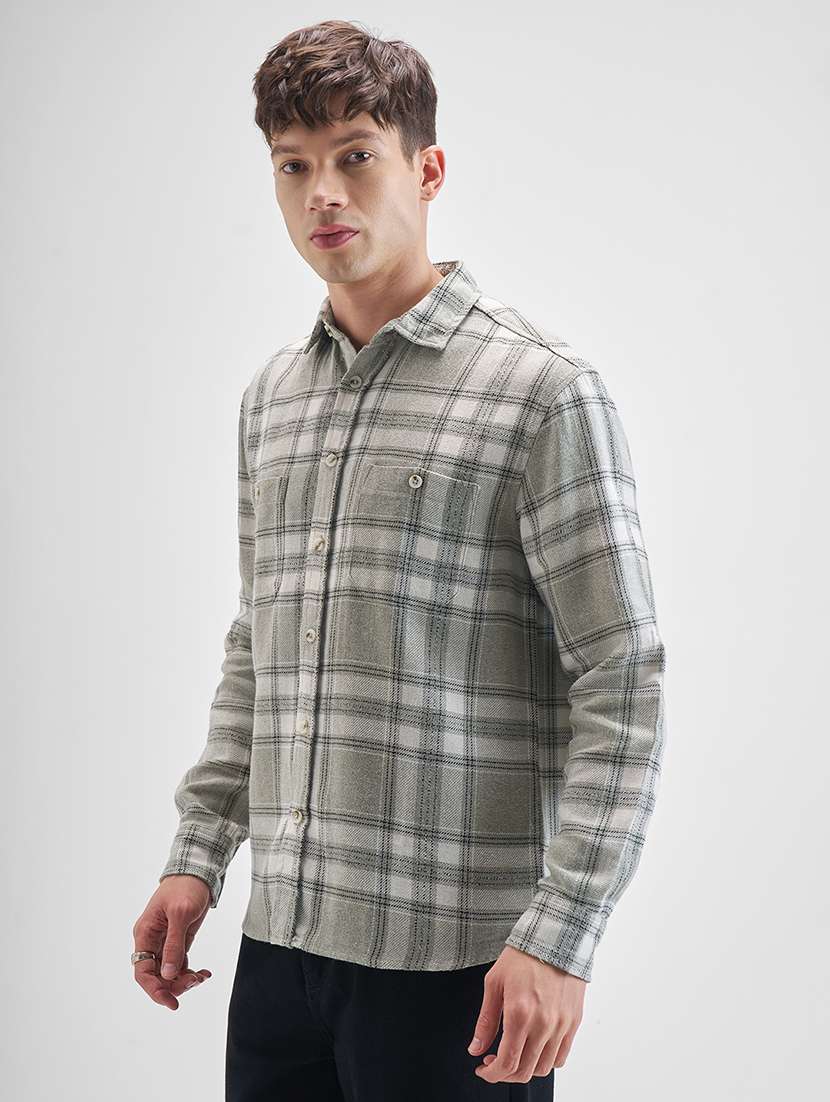 men checkered long sleeve regular fit casual shirt - 22470587 -  Standard Image - 3