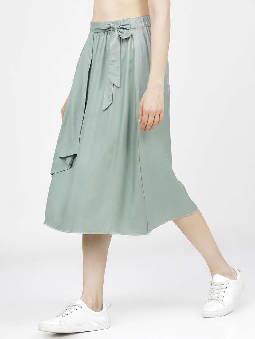 women green viscose a-line skirt - 22470620 -  Standard Image - 3