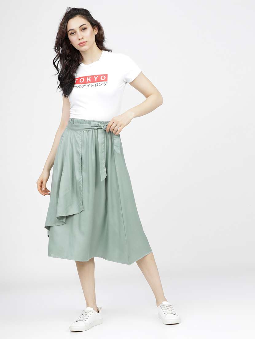 women green viscose a-line skirt - 22470620 -  Standard Image - 5