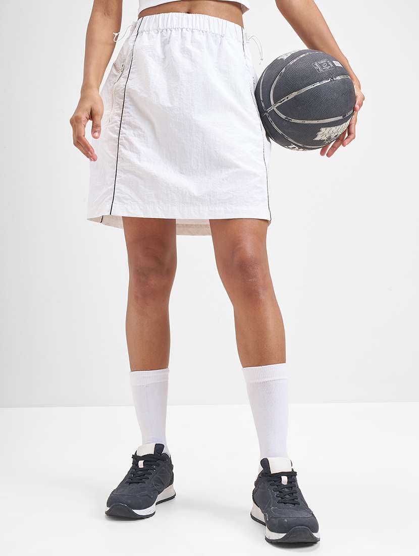 women white nylon straight skirt