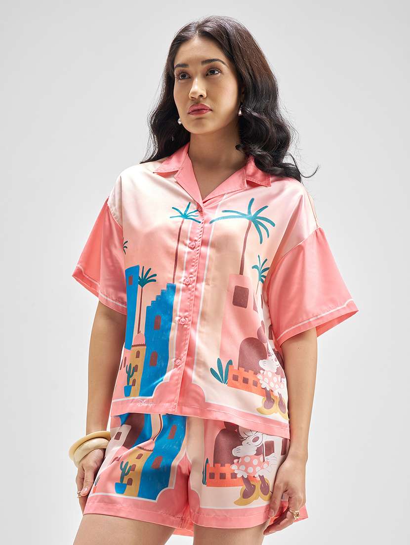 women printed polyester top and shorts co-ords set - 22470646 -  Standard Image - 3