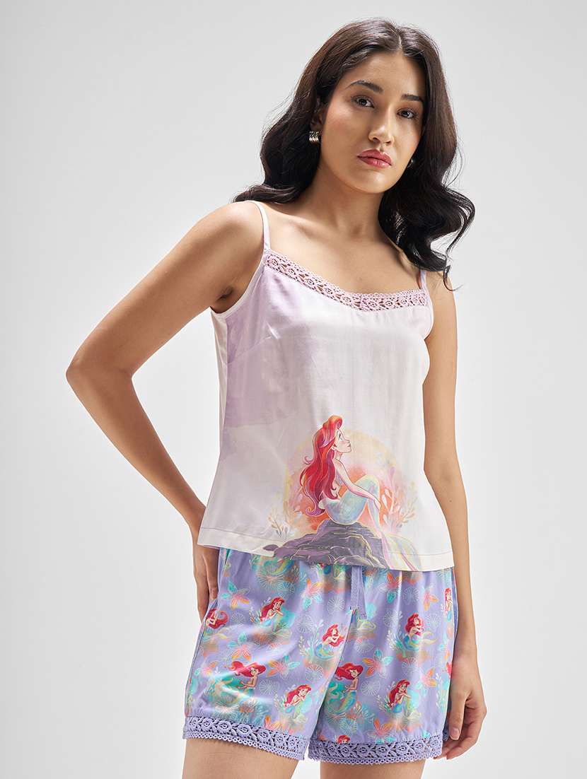women printed viscose top and shorts set