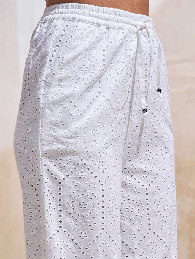 women white cotton self design top trouser set - 22470669 -  Standard Image - 5