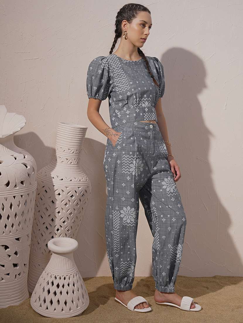 women printed cotton t-shirt & jogger co-ords - 22470678 -  Standard Image - 3