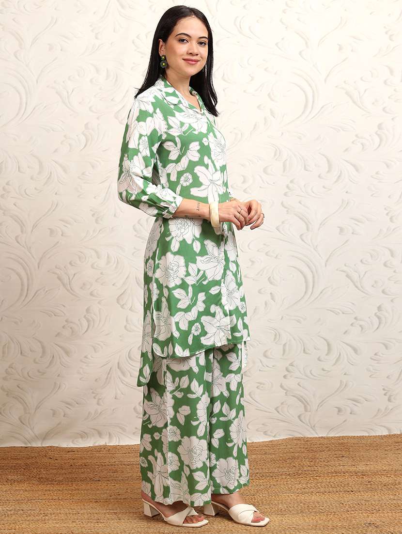women floral cotton top and trouser set - 22470691 -  Standard Image - 3