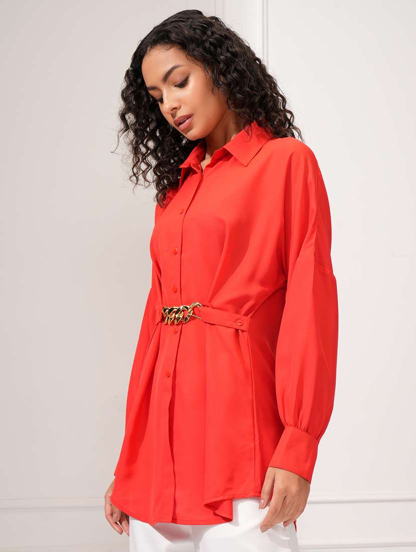 women red polyester shirt dress - 22470708 -  Standard Image - 3