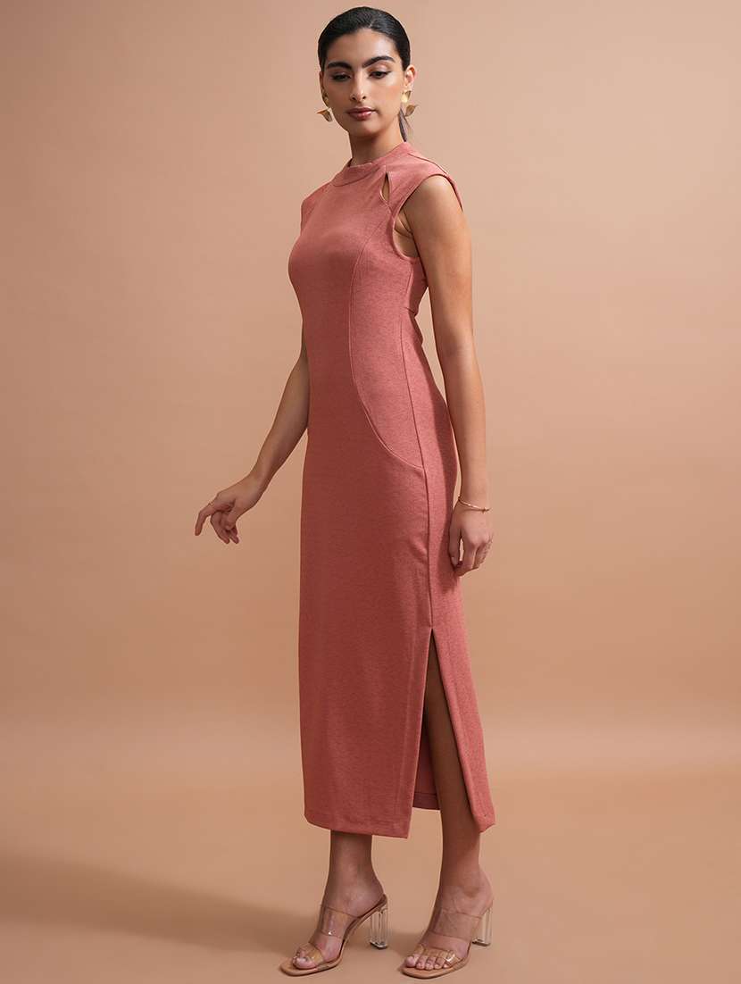 women pink polyester a-line dress - 22470729 -  Standard Image - 3